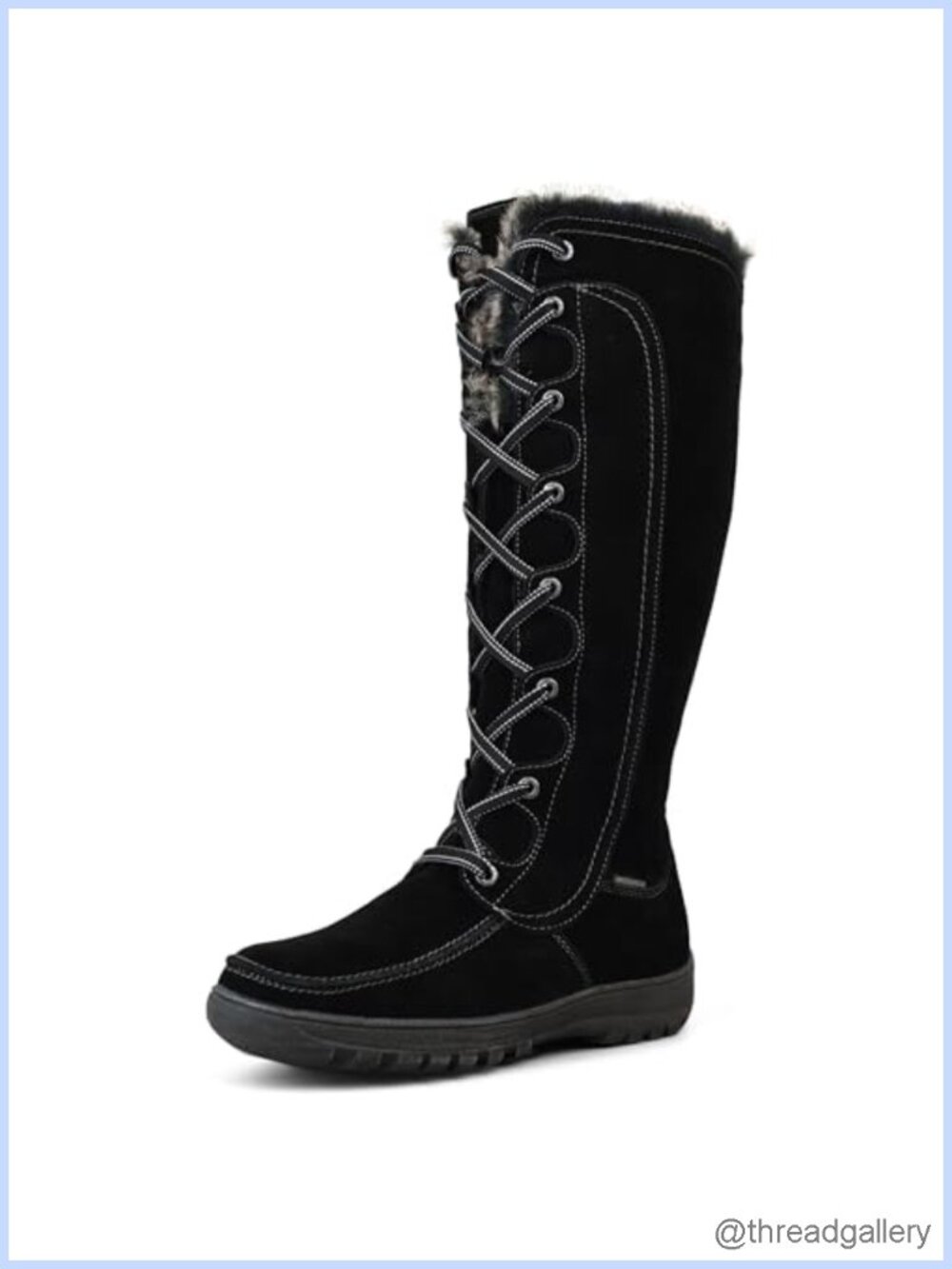 Waterproof Suede Leather Tall Winter Snow Boots Faux Fur Lined Warm Insulated